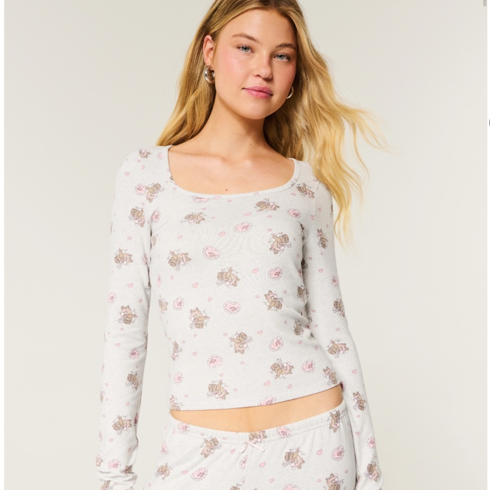 Light Gray Bear Sleep Top